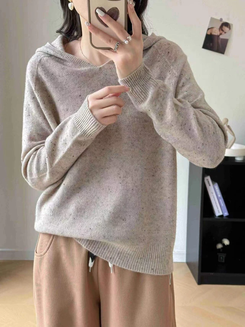 秋冬新品软糯点子纱 无缝一体针织套头毛衣3435