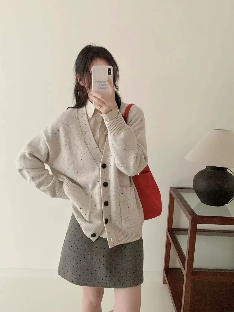 5973开衫针织衫毛衣大码时尚百搭韩版宽松上衣女装