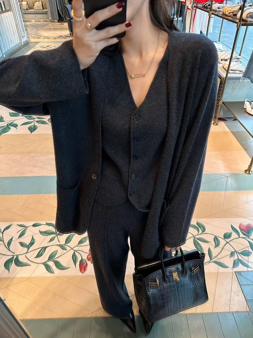 双插兜&单排扣设计基础款6463开衫