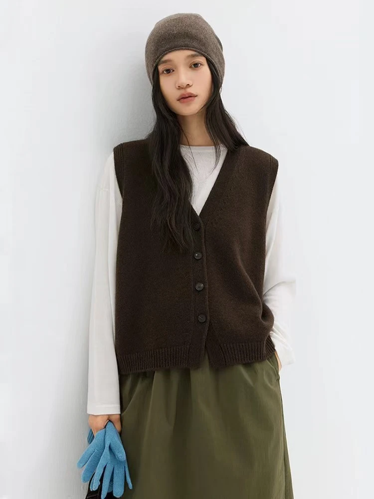 时髦单叠穿蓬松7针6542针织马甲