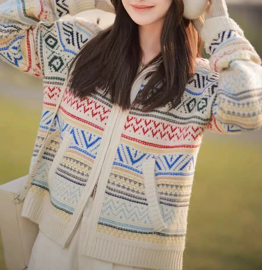 高端定制1468柔软又蓬松针织开衫秋新款毛衣外套