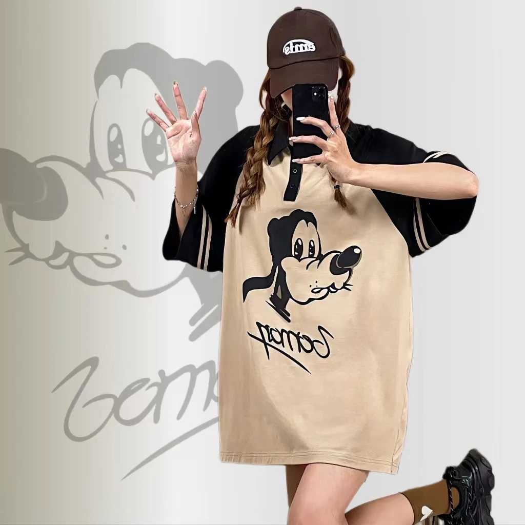 暴击高菲方领女短袖圆领插肩短上衣宽松印花夏季t恤ins热恋情侣装