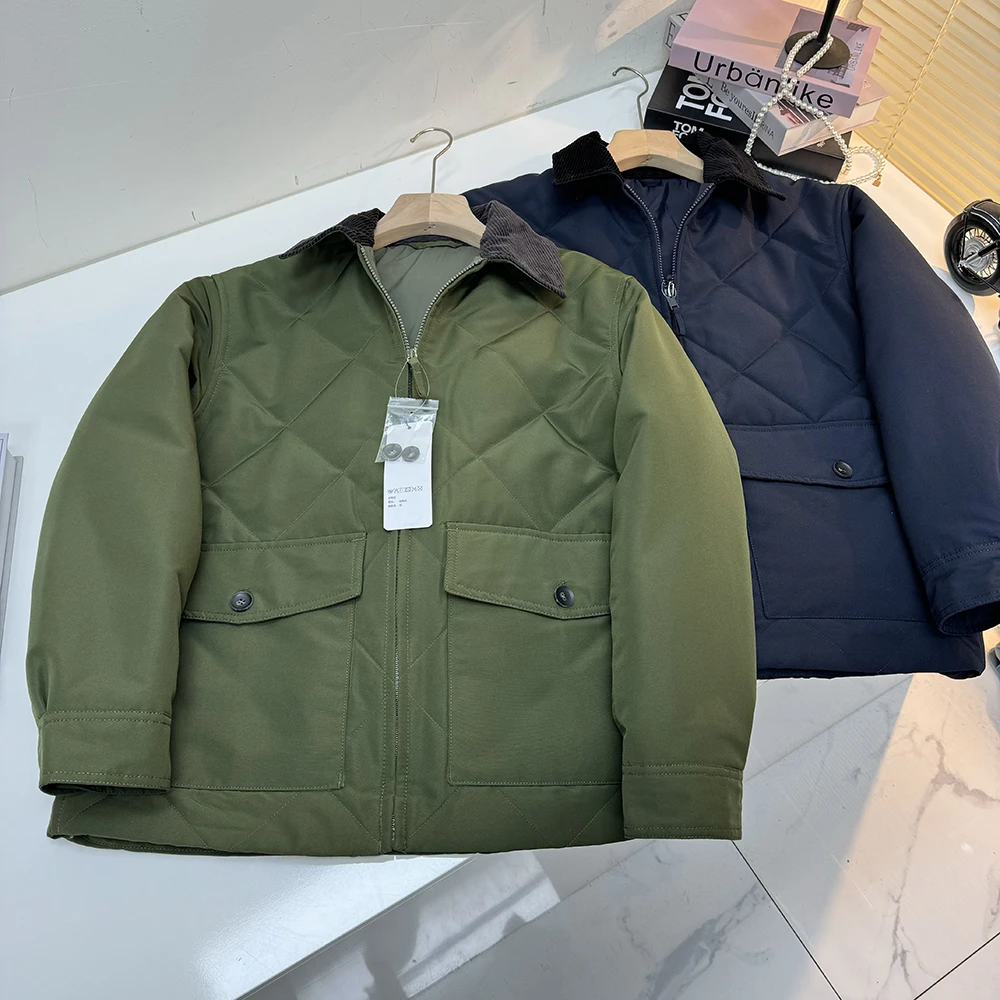 秋冬灯芯绒翻领夹层绗缝宽松棉衣外套12709