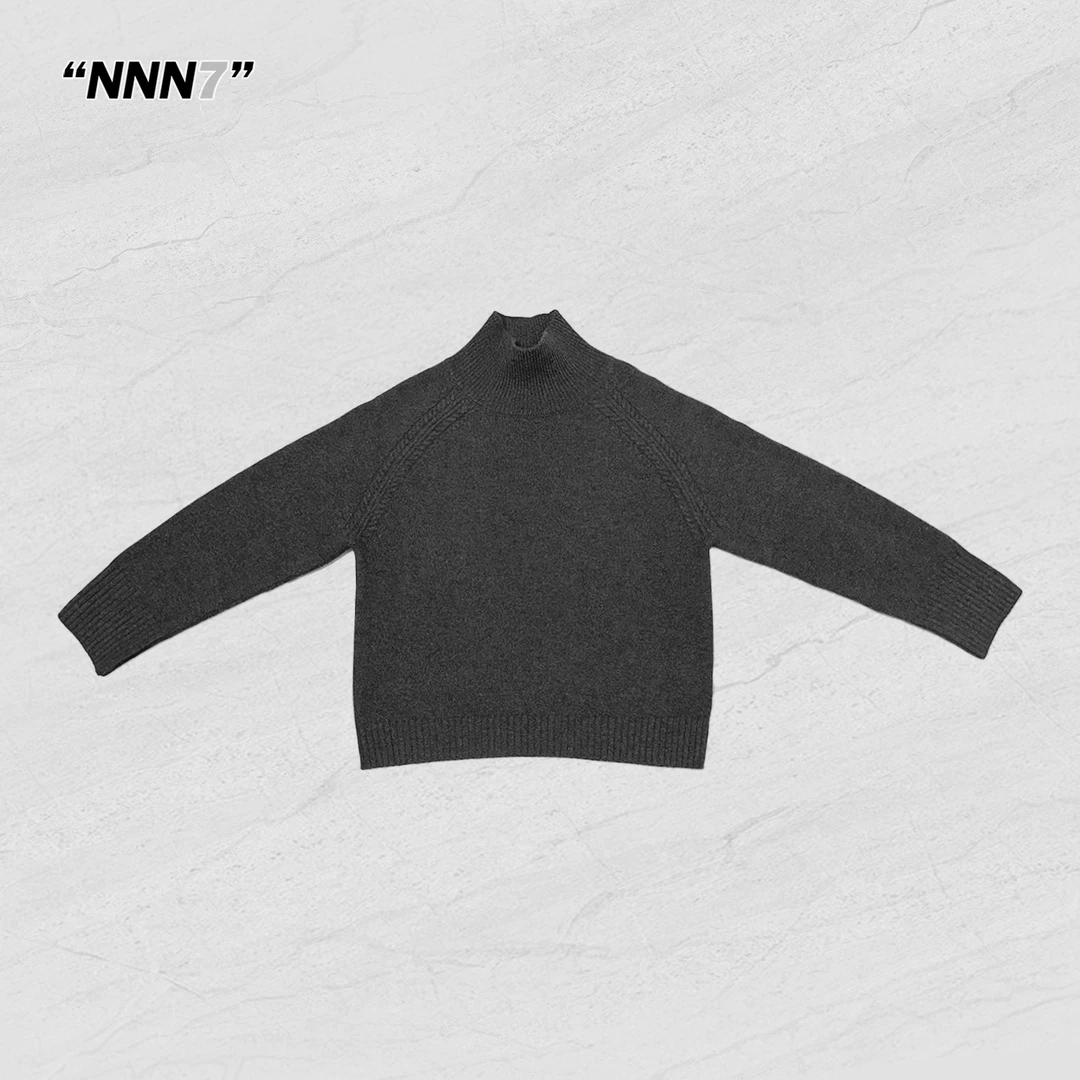 24AW #设计师系列# 肩位提花中高领羊毛上衣