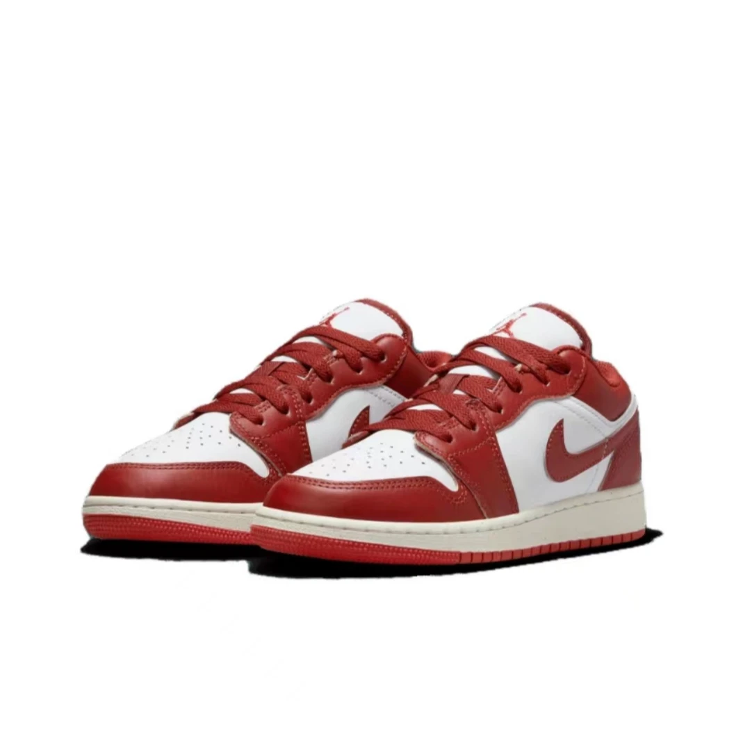 【JX万象城RISE NK】AIR JORDAN 1低帮复古篮球鞋GS款白红FJ3465160