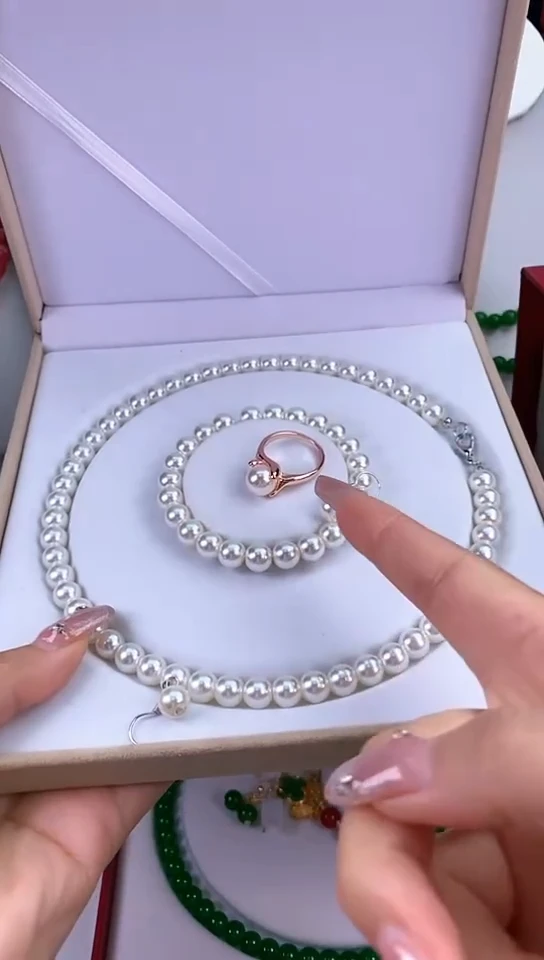 【闪购商品】石英质玉手链合金澳白珠珠五件套