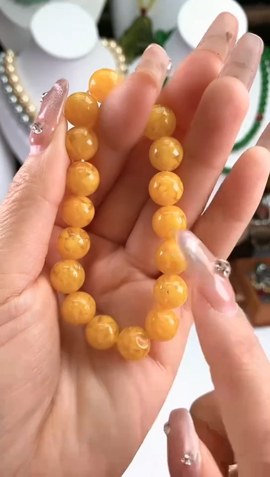 【闪购商品】石英质玉手镯合金金体砂黄10mm
