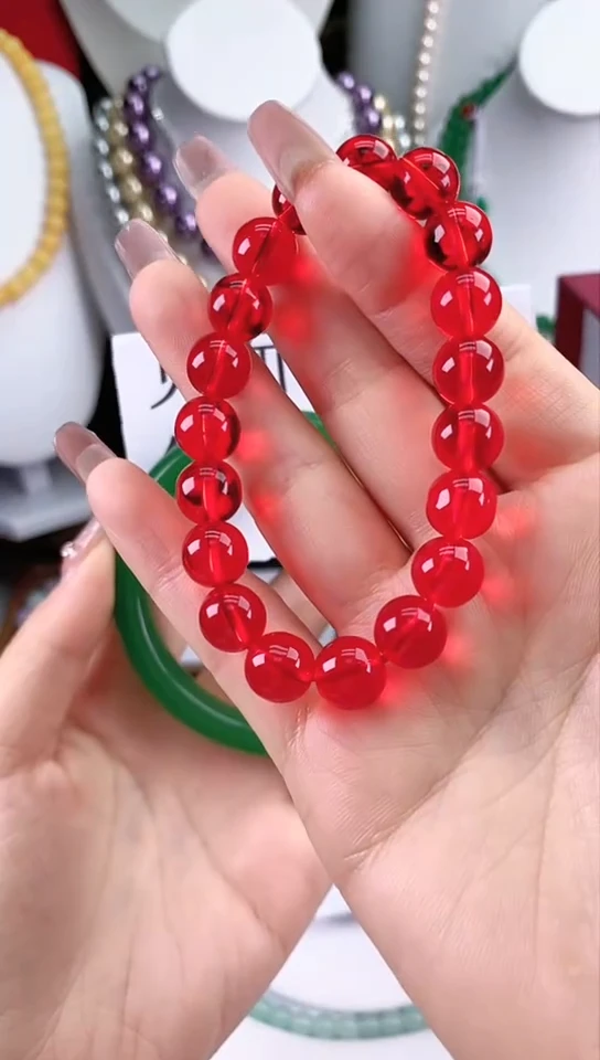 【闪购商品】石英质玉手镯合金红水水单圈