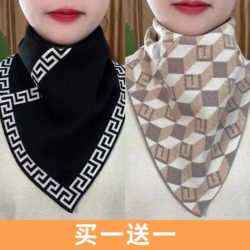 秋冬三角围巾护颈小围脖围巾保暖套头假领懒人脖套男女通用三角巾