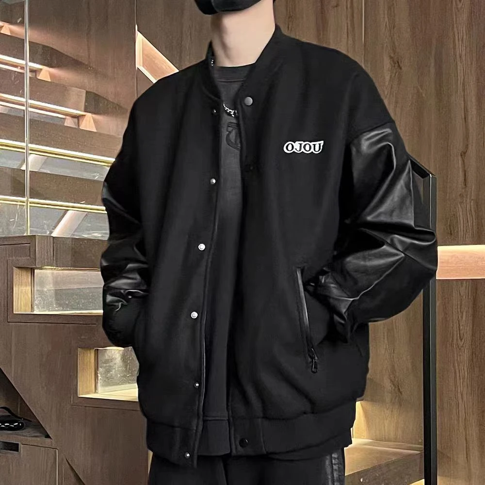 情侣春秋新款男士夹克韩版潮流飞行员棒球服休息百搭外套拼接上衣