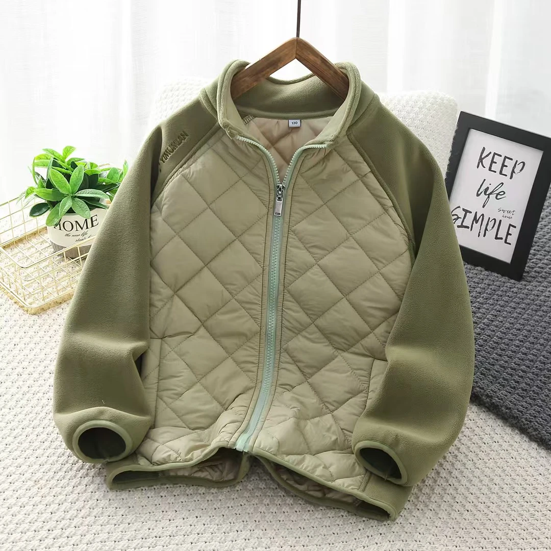 男女童加绒外套秋冬2024新款儿童加厚保暖衣冬季男女童防风棉衣潮