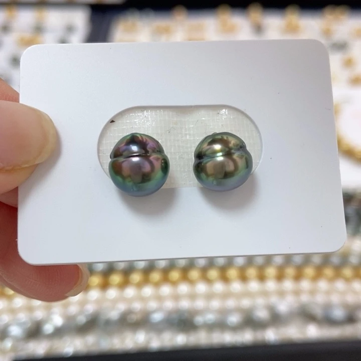 海水珍珠裸珠未镶嵌9+大溪地辣色汉堡不退换