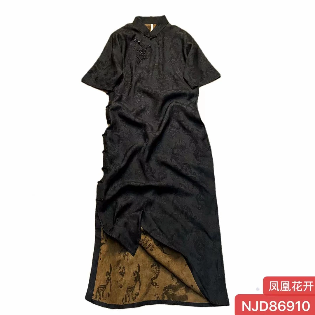娜家国风凤凰花开非遗袍子NJD（86910）中国风香云纱