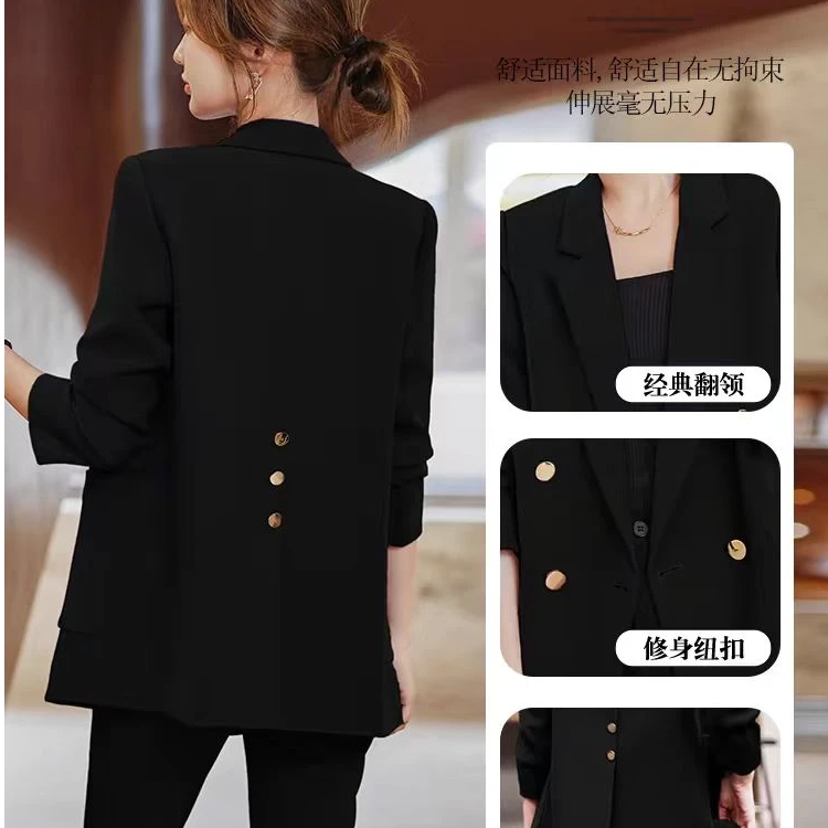 【好面料】黑色西装春秋新款女职业正装面试新款高级感休闲西服
