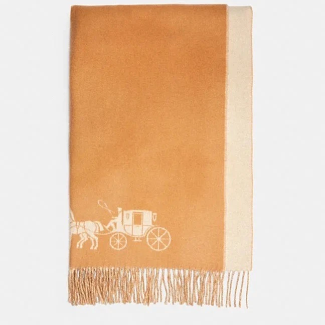 COACH/蔻驰驼色马车图案配双面大尺寸印花围巾 4622RFZ