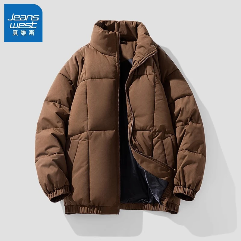 真维斯冬季新款男士棉服保暖外套休闲宽松情侣款百搭立领加厚棉衣