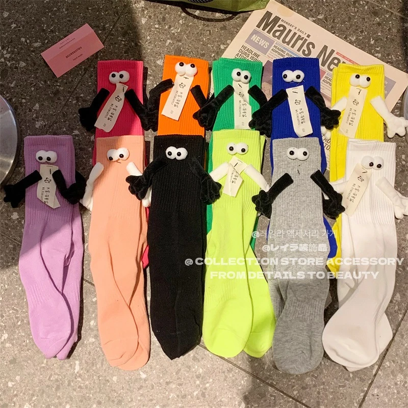 秋冬新款大眼睛长袜网红同款牵手袜韩系外出时尚百搭美拉德系袜女