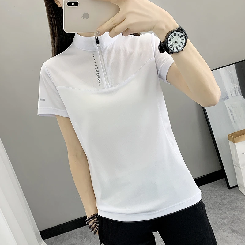 2025新款速干衣女新款运动T恤夏季薄款短袖立领透气日常跑步登山t