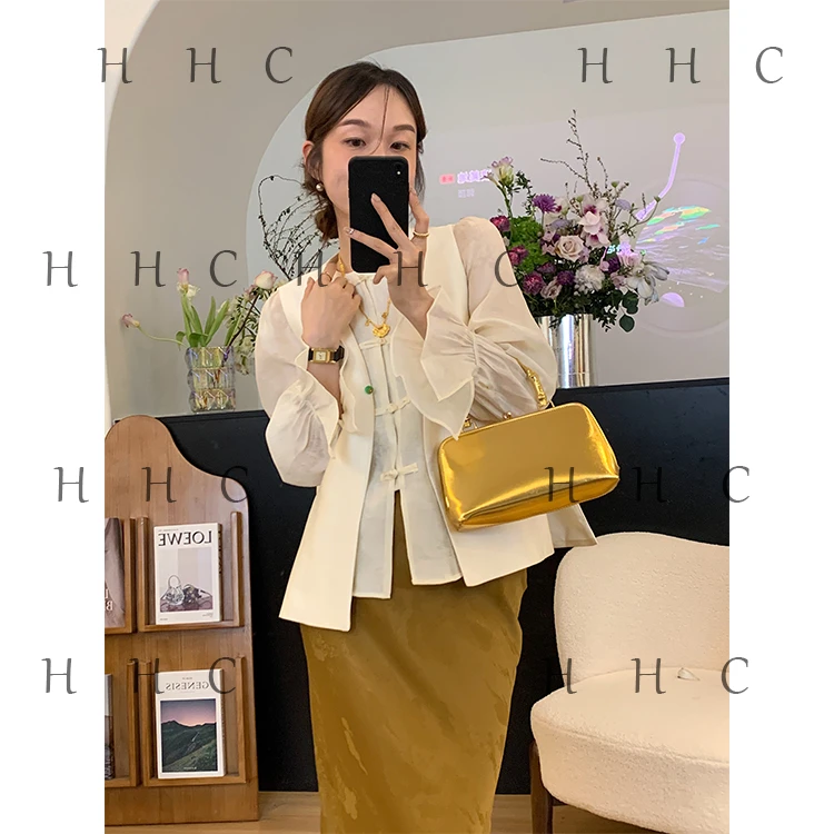 【花花菜】向云端 国风内搭叠穿女神范显瘦休闲时尚气质雪纺衫女