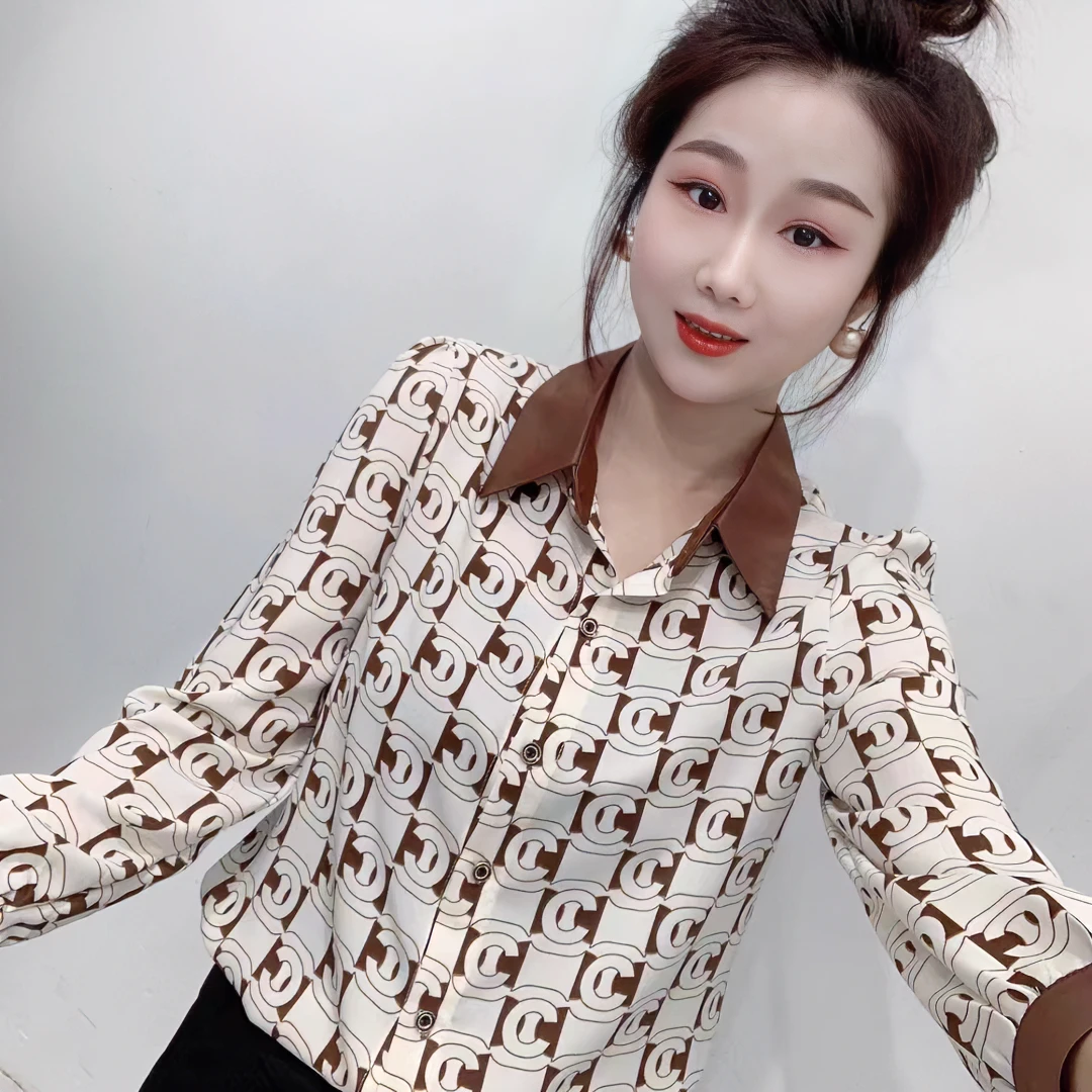 春秋衬衫2024新款长袖开衫女士印花衬衣时尚休闲百搭显瘦开衫上衣