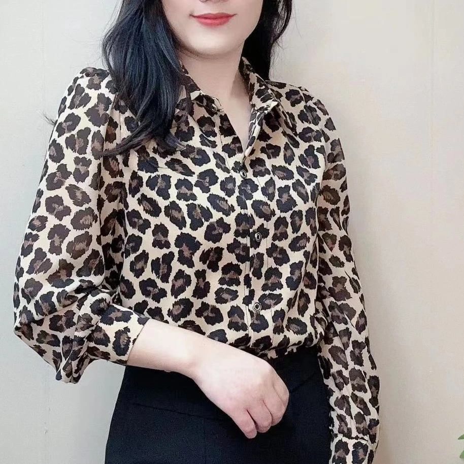 60支高支高密华尔锻衬衫女高级感丝滑显瘦气质百搭洋气印花衬衫