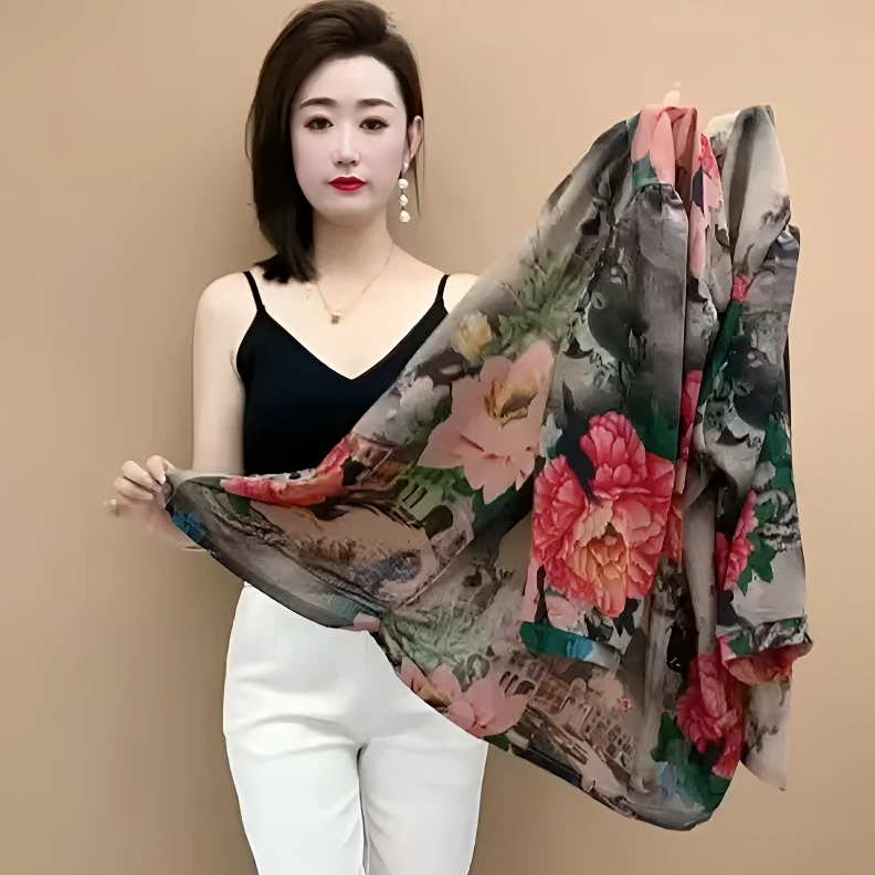 【反季清货】夏季七分袖薄款大码新款百搭印花宽松休闲气质减龄衬衫