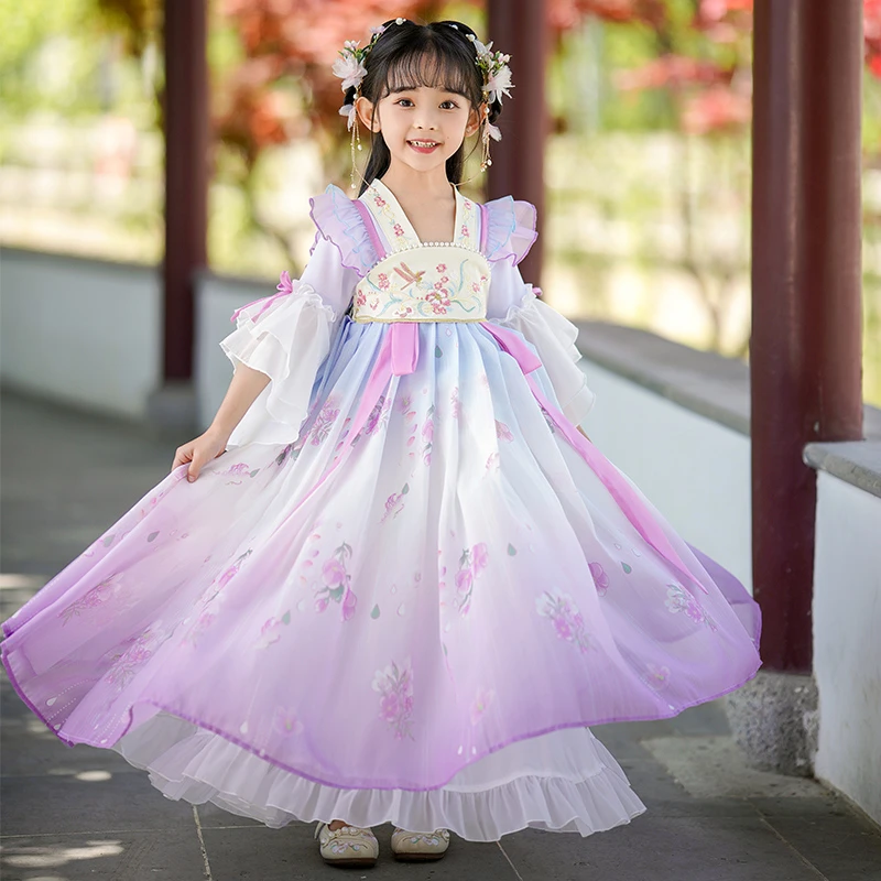 女童汉服夏季小女孩中国风连衣裙2025新款夏款古风唐装儿童超仙
