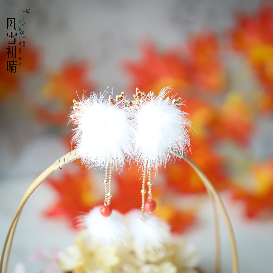 风雪初晴茗苏绒朵思景禁步发钗64号发簪手工汉服古风少女孤超仙