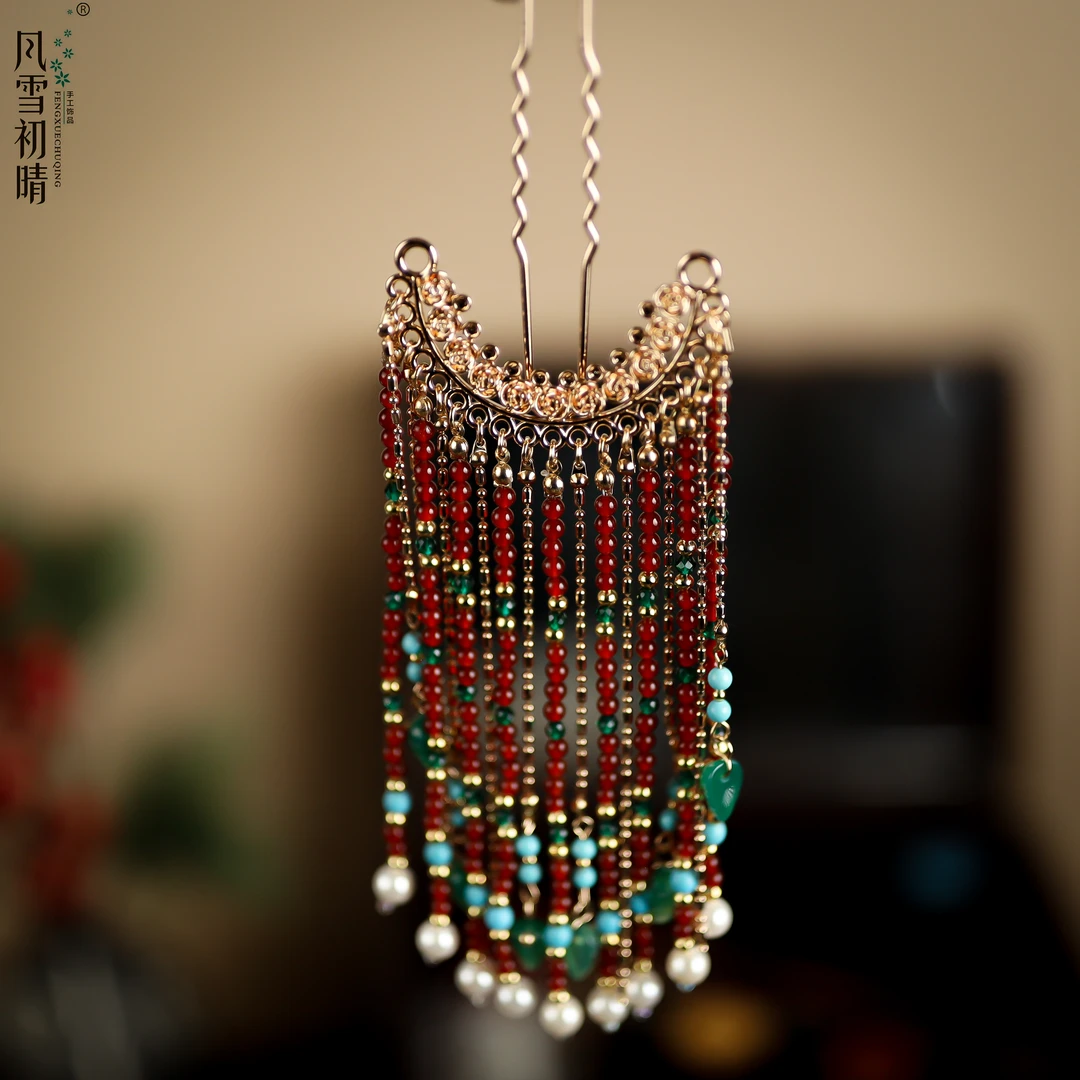 风雪初晴【孤品8只】红曼恬发钗发簪手工气质时尚百搭女士复古国风