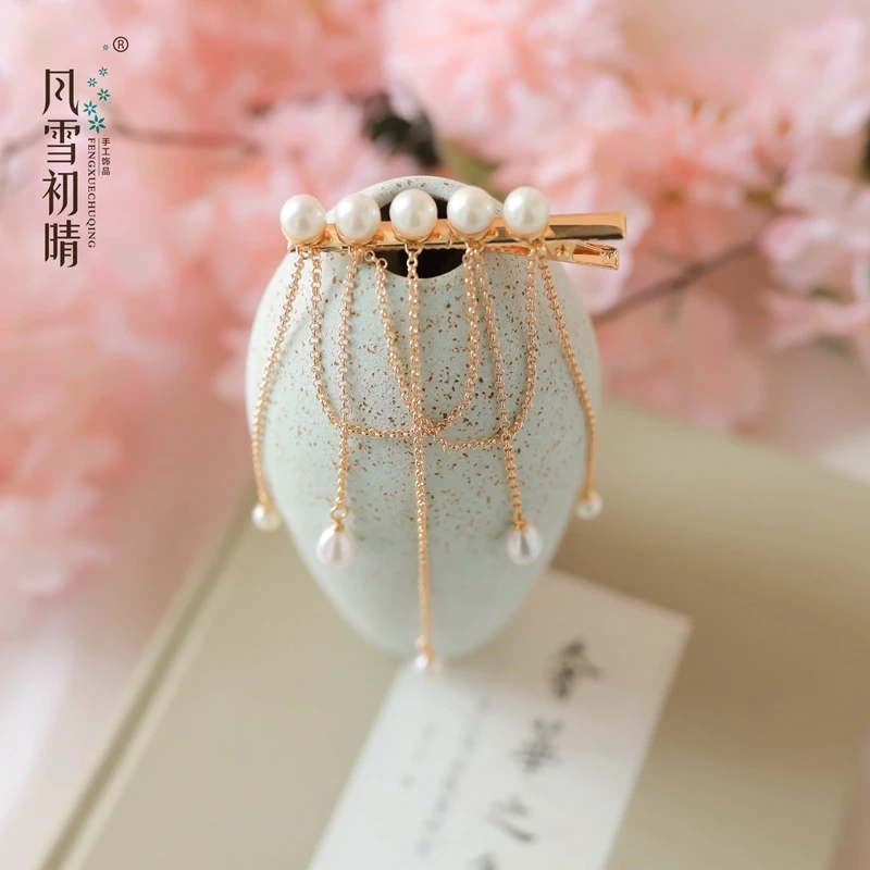风雪初晴忆相思发夹 手工古风设计简约汉服百搭发饰女