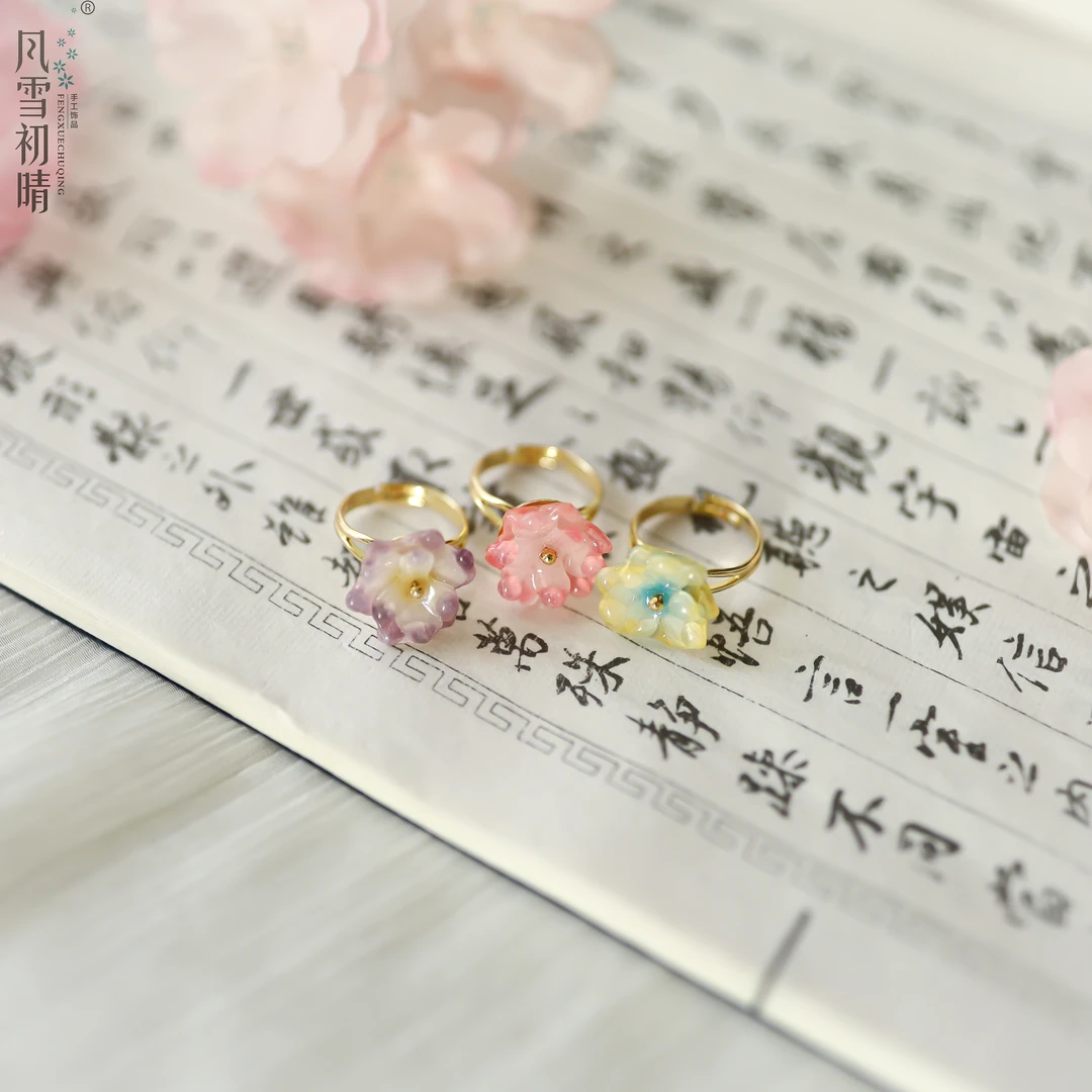 铜合金戒指 【新粉浮力】朵朵/小萌蛇戒指手工可爱百搭少女古