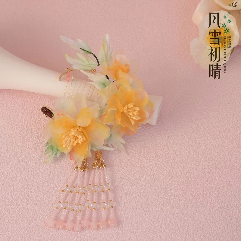 风雪初晴箜篌引发夹手工饰品复古古风配饰超仙