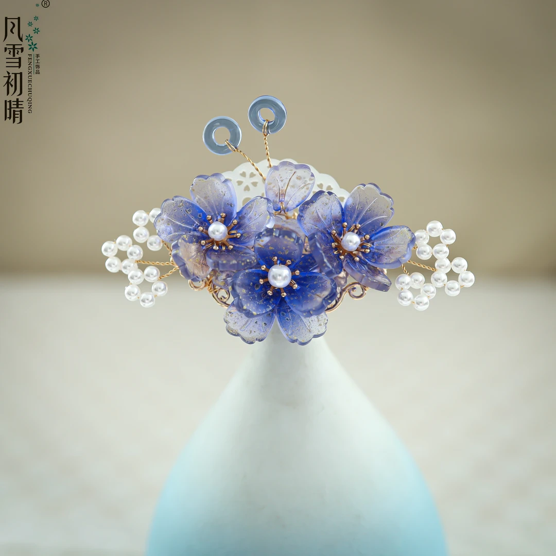 风雪初晴静灵发冠发簪手工设计汉服可爱简约古风汉服手工制作发簪