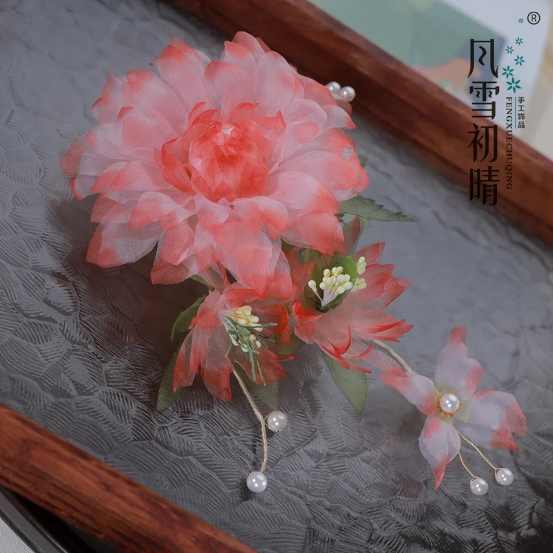 风雪初晴玉浅凝软簪发簪【真丝烫花】手工设计少女日常古风仙气发饰