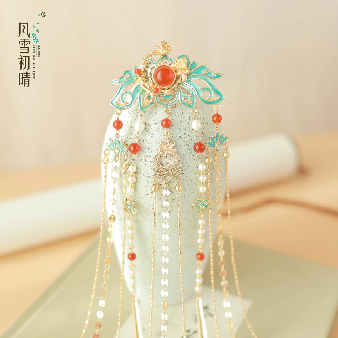 风雪初晴梵佩后压发簪 手工设计古风头饰古风汉服超仙女