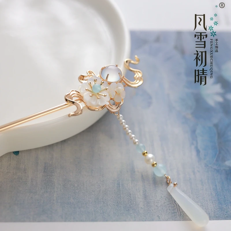 风雪初晴沐朵发簪双生蝶手工发簪百搭古风简约日常汉服发仙气发簪