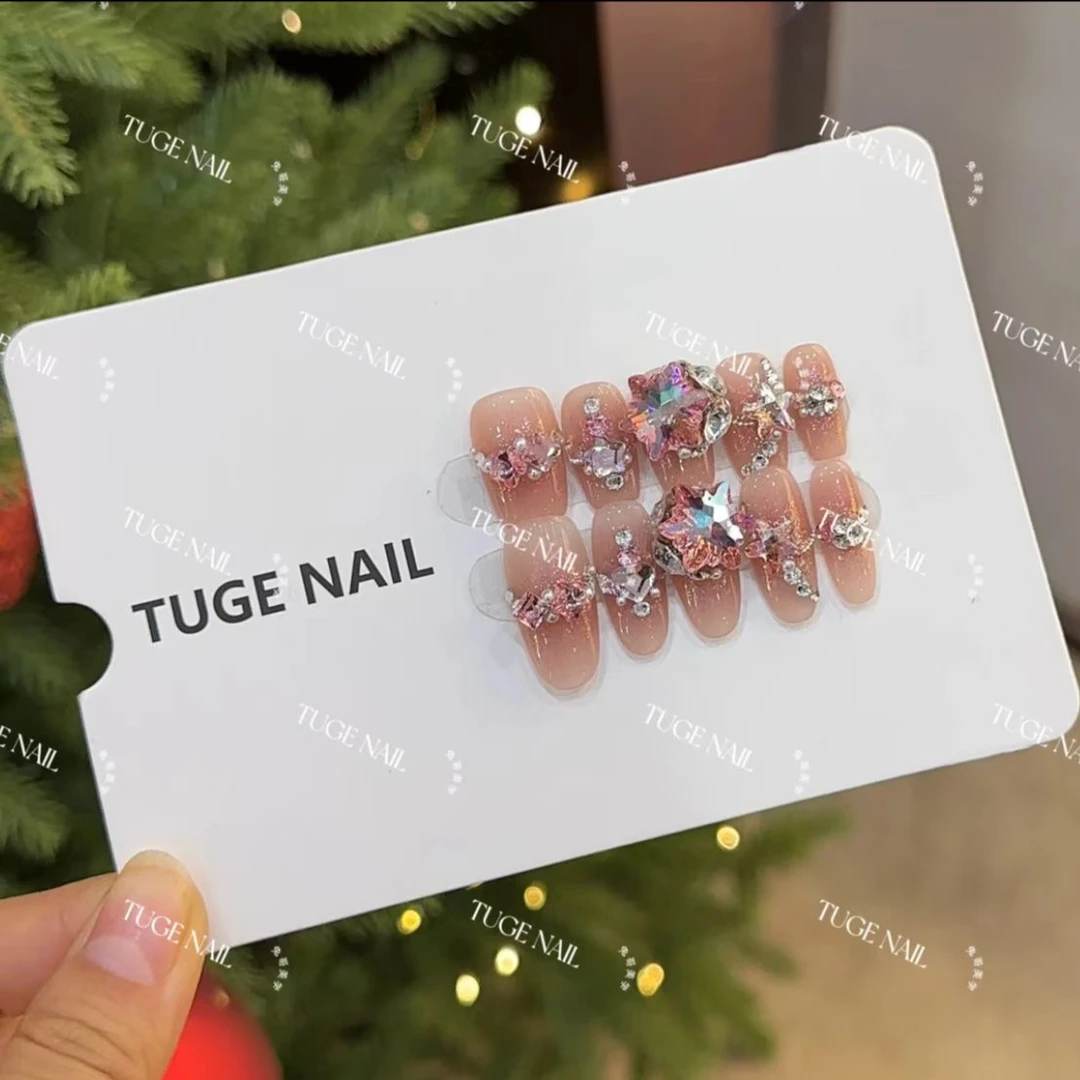 TugeNail“雪花”【施家全华】爆闪新年显白纯手工华子穿戴甲芬达