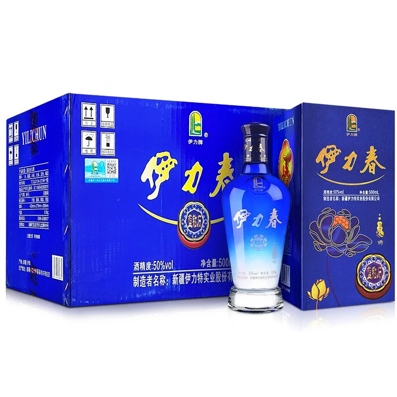 伊力特伊力春蓝钻石 绵柔型500ml*6瓶整箱 纯粮食白酒礼盒50%vol