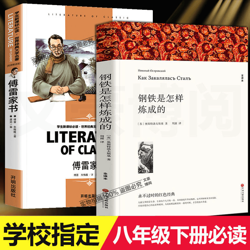 傅雷家书钢铁是怎样炼成的初中正版书全套八年级下册必读课外书
