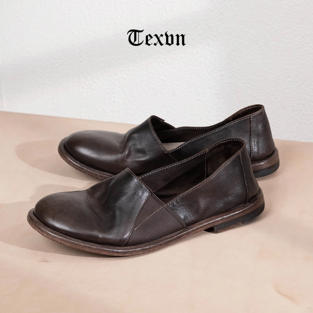 男士固特异复古马皮时尚百搭圆头黑色真皮软底平底乐福鞋透气轻便