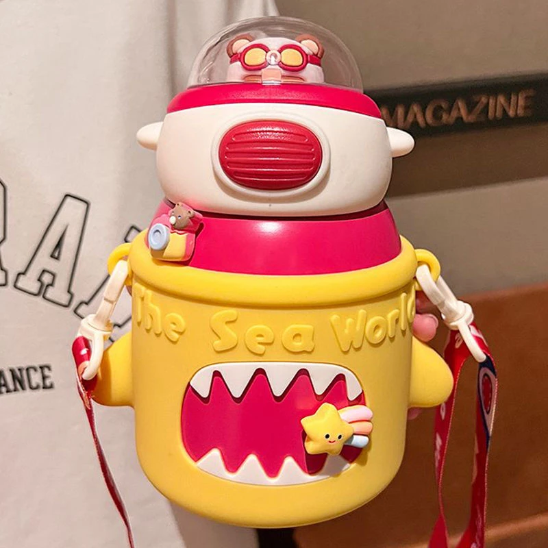 316不锈钢儿童保温杯可爱大肚杯幼儿园保温水壶便携杯套吸管杯子