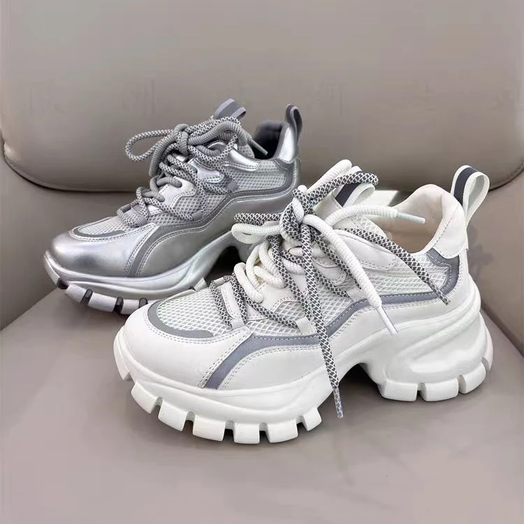 （MGG）时尚百搭女士夏季春季潮流潮鞋厚底网面韩版老爹鞋