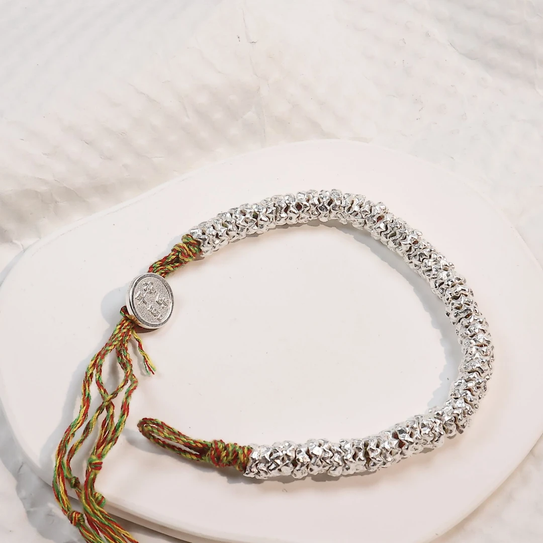 足银手链 55盘缠手链时尚百搭日常简约节日礼物情侣复古纯手工