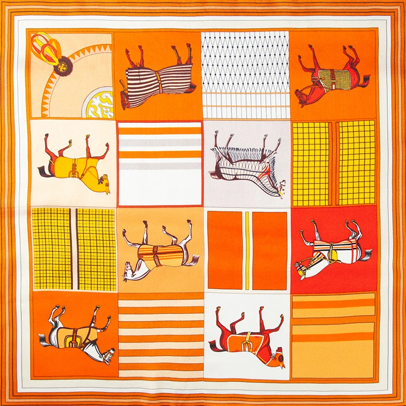 品牌高档桑蚕丝丝巾53cm骏马灵感真丝百搭女护颈小方巾高级感礼物