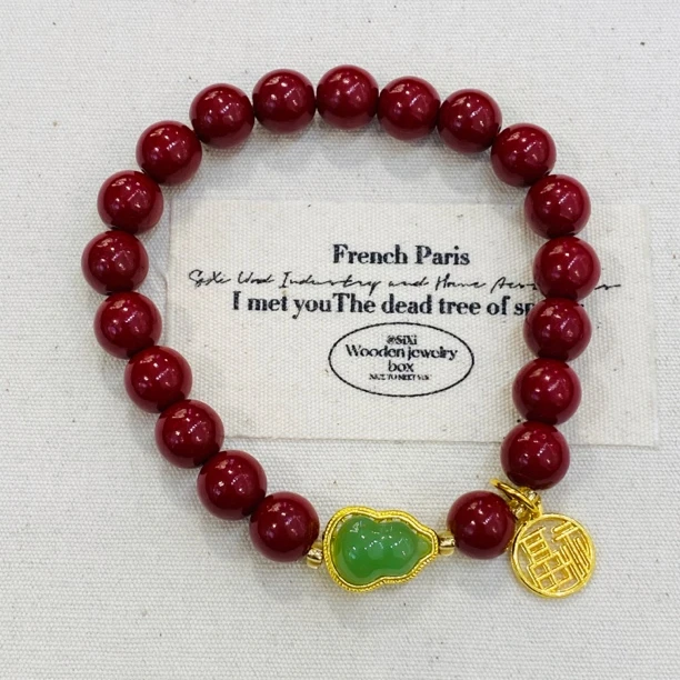 含辰砂工艺品新年红百搭朱砂辰砂葫芦手串