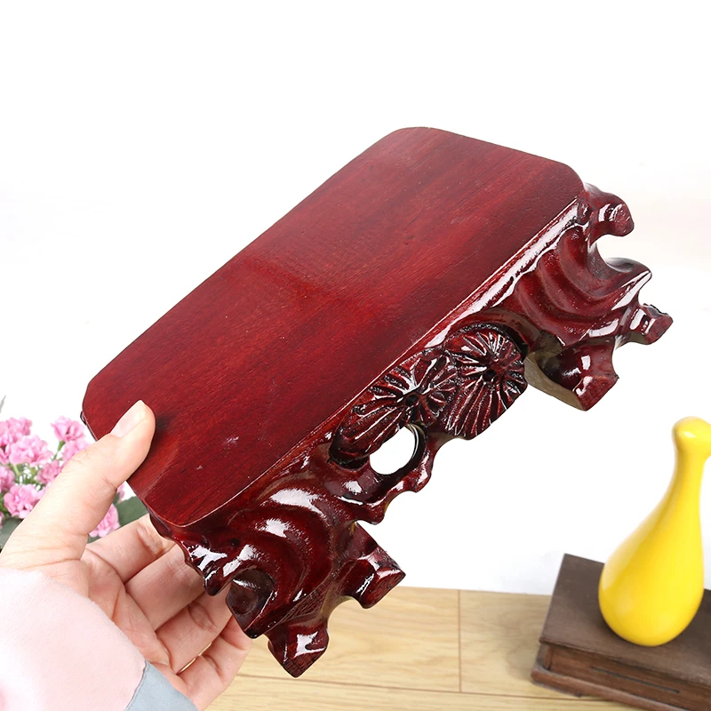 b034-3直播深色20-13长方平板实木奇石底座瓷器花瓶花盆茶壶托架