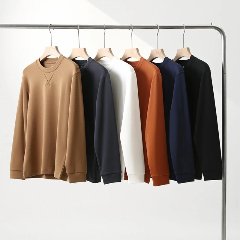 意式轻奢 秋冬男士莫代尔抓绒打底衫 柔软舒适3D浮雕设计纯色卫衣