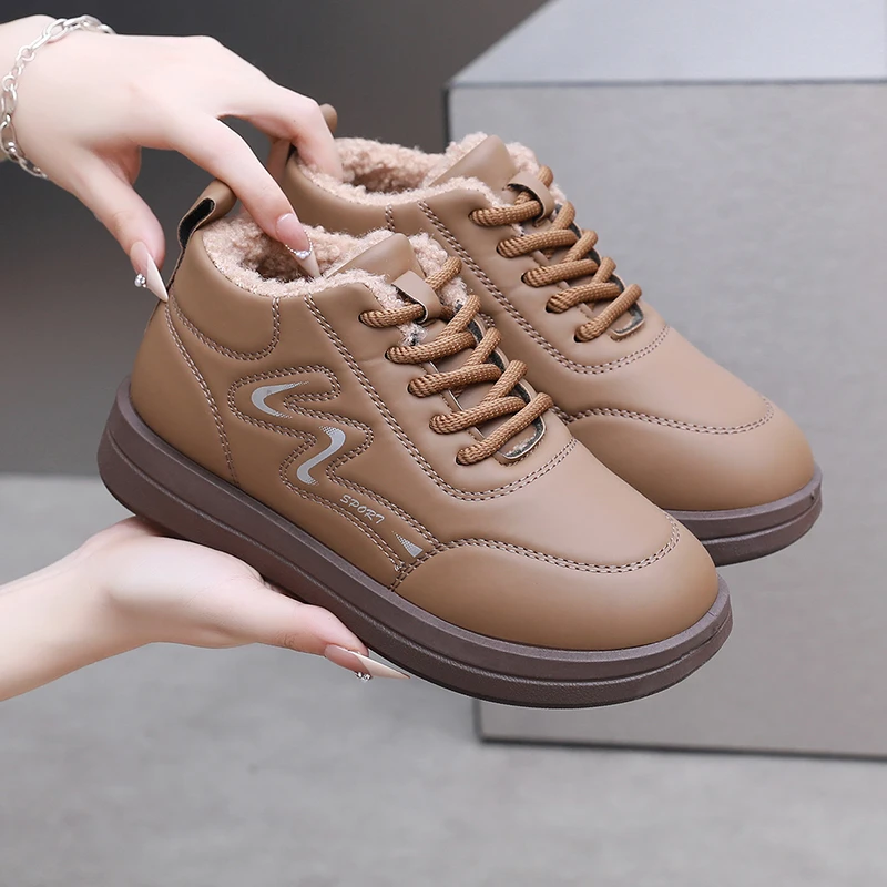 冬季新款加绒加厚面包鞋时尚休闲雪地靴妈妈鞋厚底防滑防水休闲鞋
