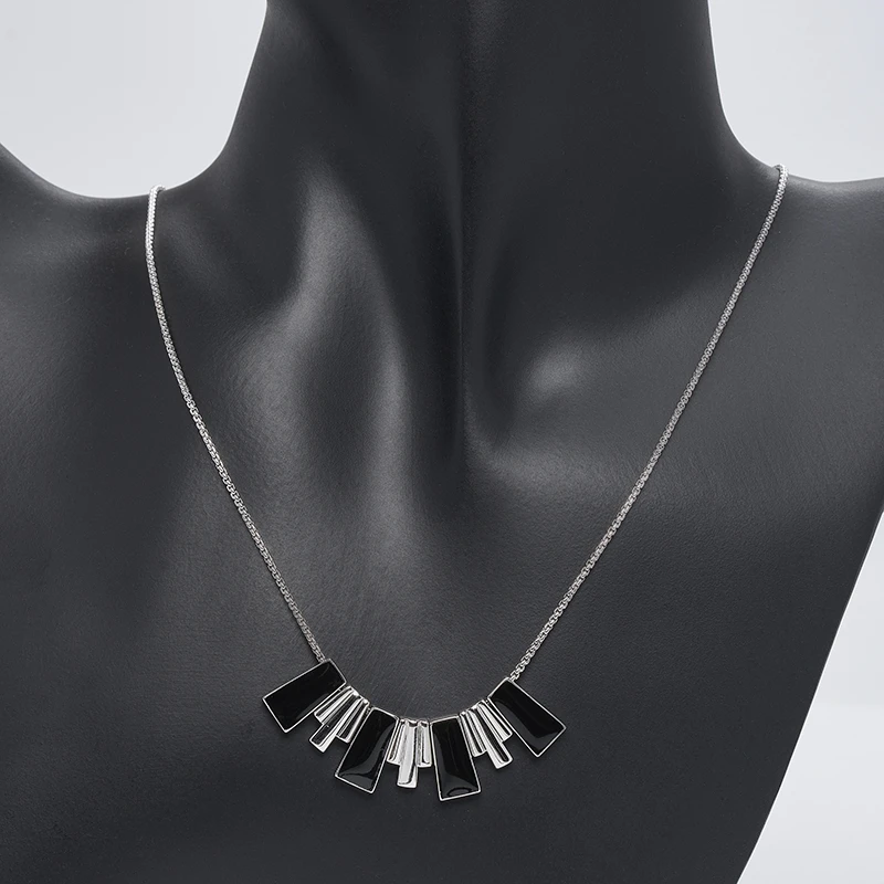 坠链均925银 梁雅帝专属新品扇形钢琴百褶裙时尚个性纯银项链