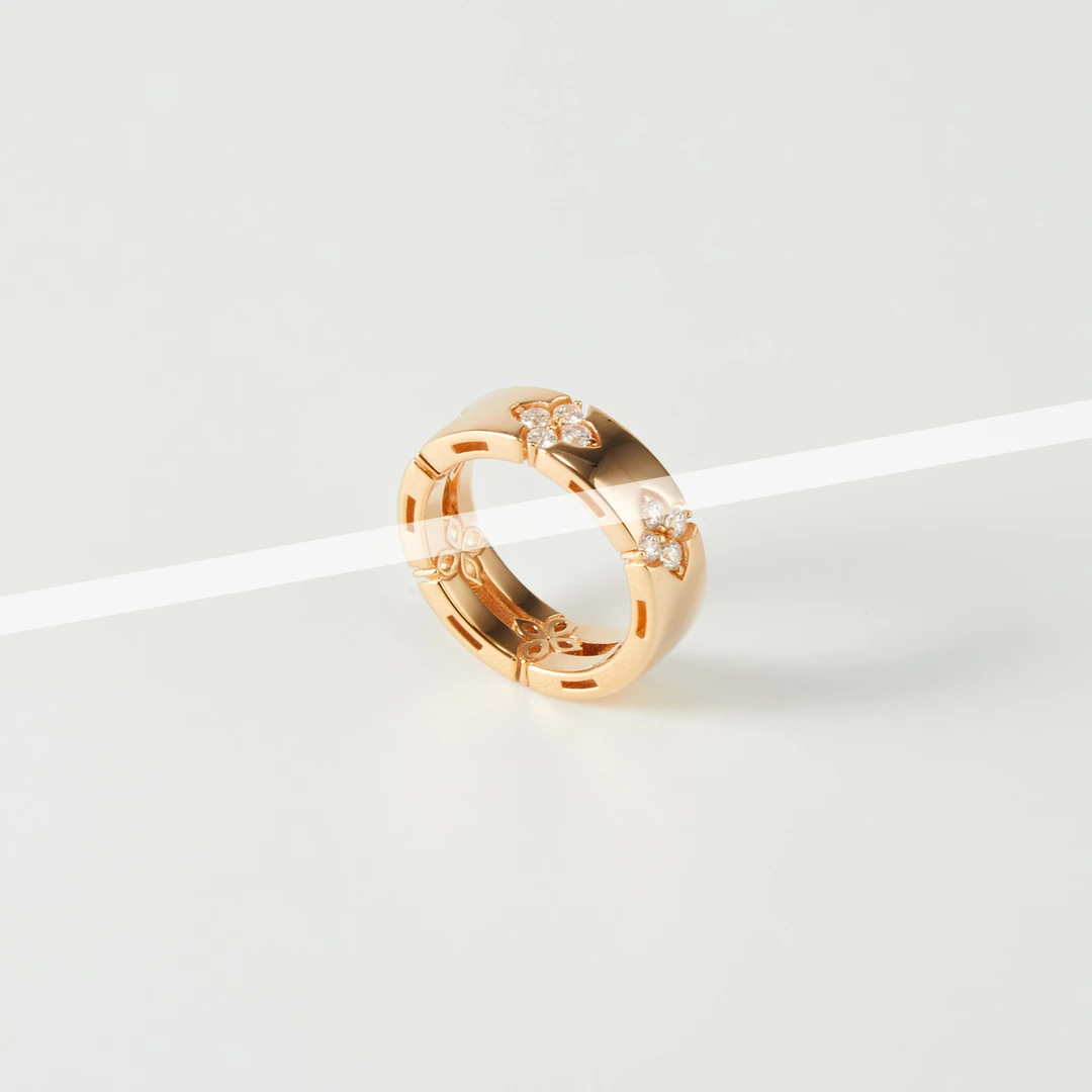 925银戒指 梁雅帝新品【镜面十字花】轻奢气质时尚纯银戒指